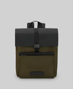Black and green nylon backpack man