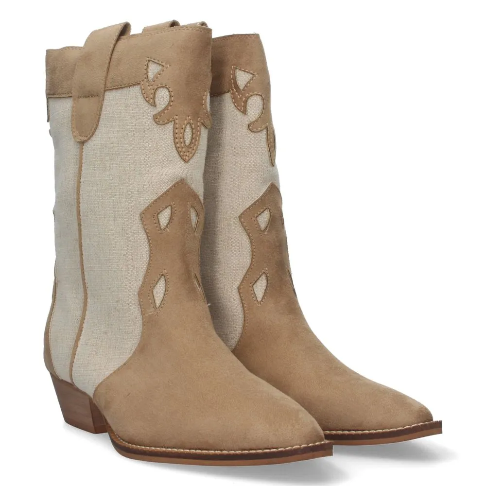 Botas de Mujer Elegantes con Tacón Campero y Adornos Estilo Vaquero Cierre Lateral con Cremallera Pu