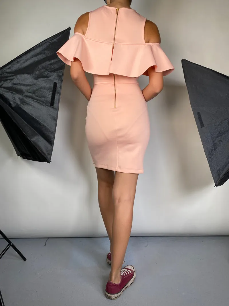 COLCCI Vestido Rosa Pastel con Vuelos