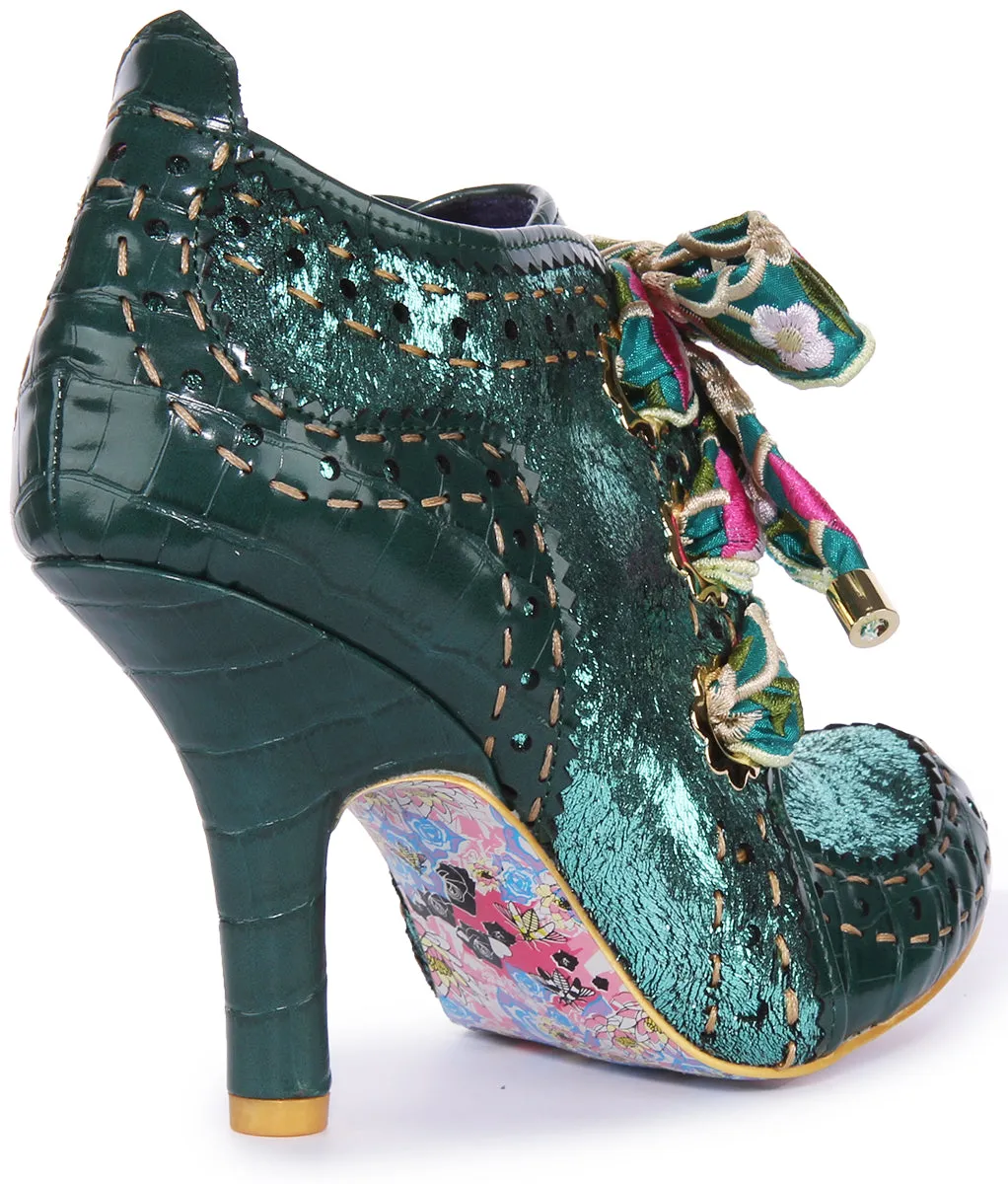 Irregular Choice Abigails Flower Party Zapatos de tacón medio para mujer en negro rosa