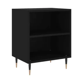 Mesita de noche madera de ingeniería negro 40x30x50 cm