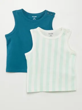Pack de 2 camisetas sin mangas de punto - AZUL