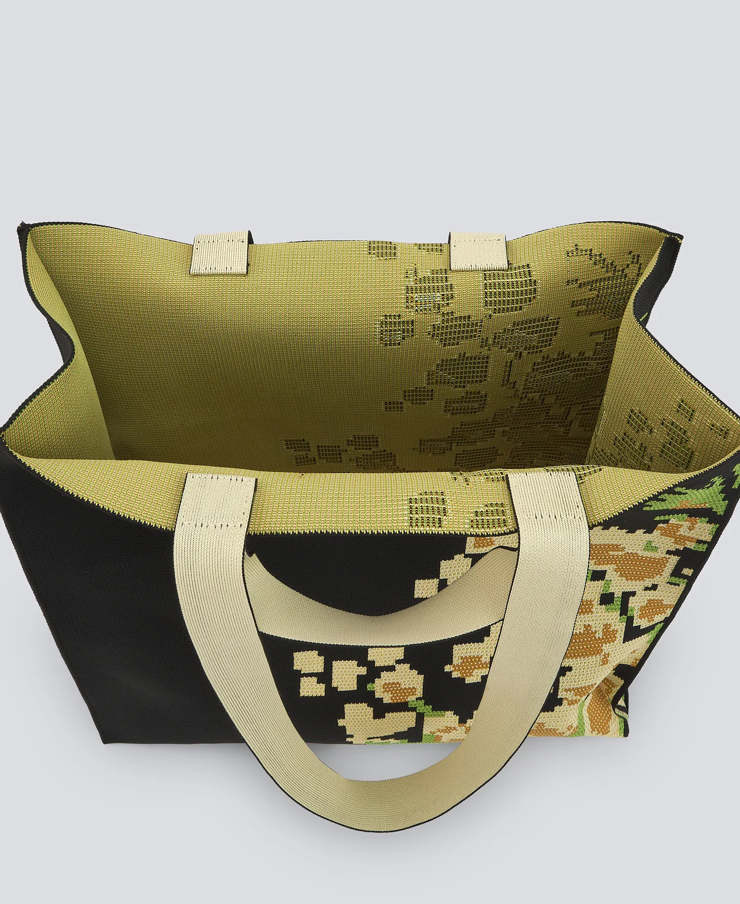 Printed knit maxi shopper bag woman