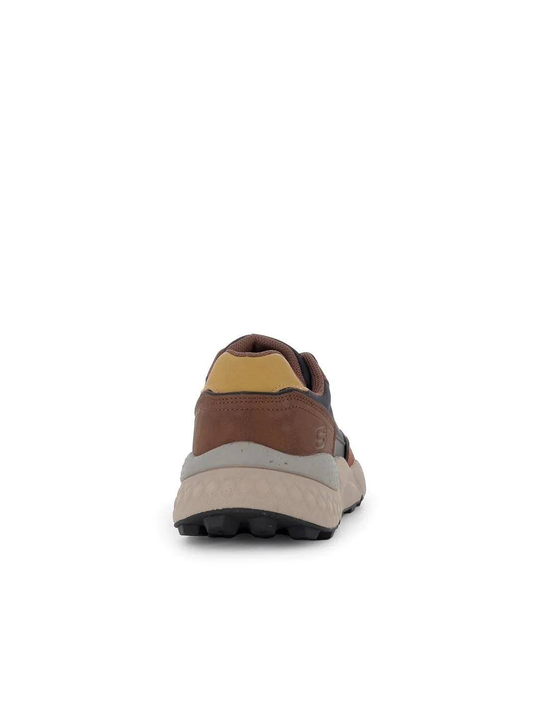 Zapatillas casuales piel y nylon combinación marrón hombre Skechers